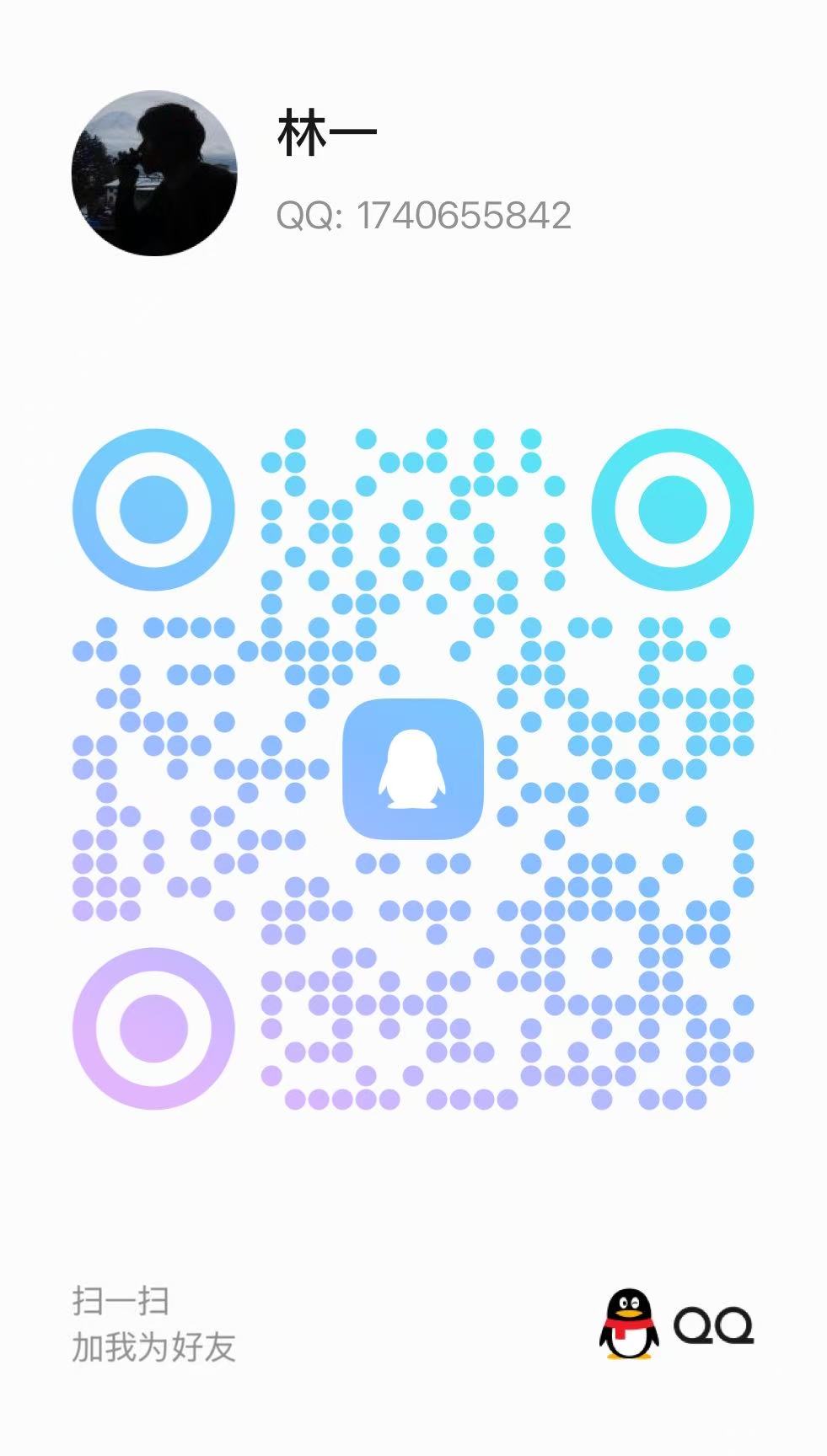 林一的 QQ 好友二维码，号码 1740655842